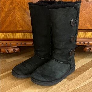 Ugg Bailey Button Cozy Black Winter Boots with Plush Lining